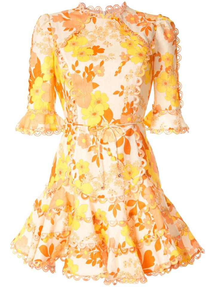Zimmermann Floral Print Swing Dress - Orange
