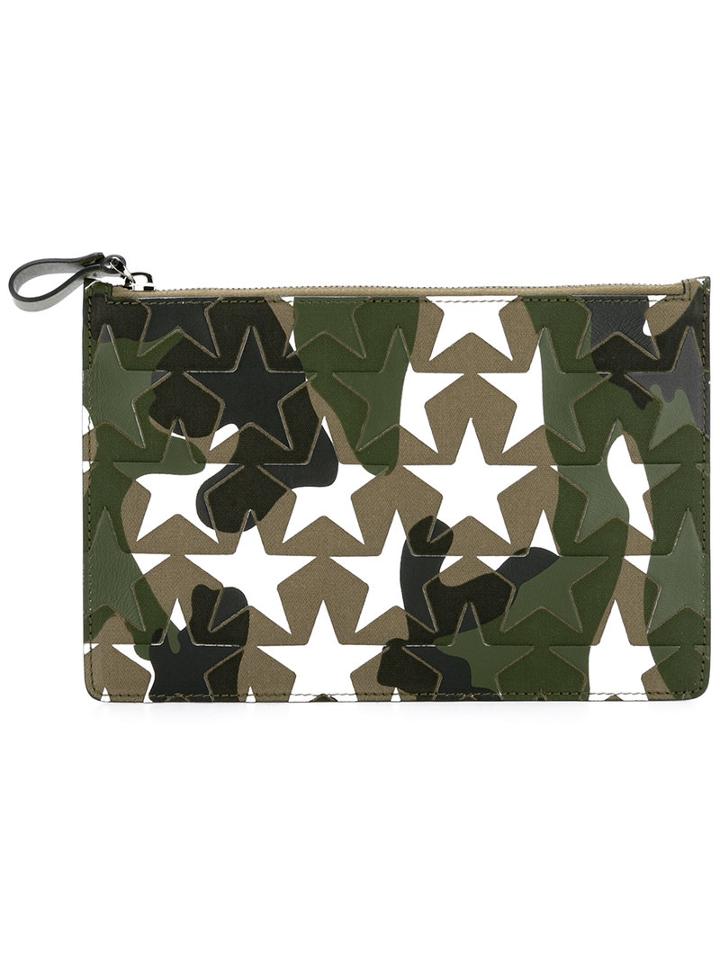 Valentino - Valentino Garavani Camustars Clutch - Men - Cotton/calf Leather - One Size, Green, Cotton/calf Leather