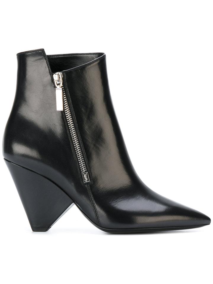 Saint Laurent Niki 85 Asymmetrical Boots - Black
