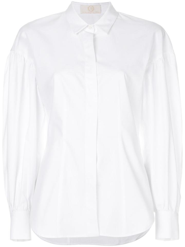 Sara Battaglia Gathered Sleeve Detail Shirt - White