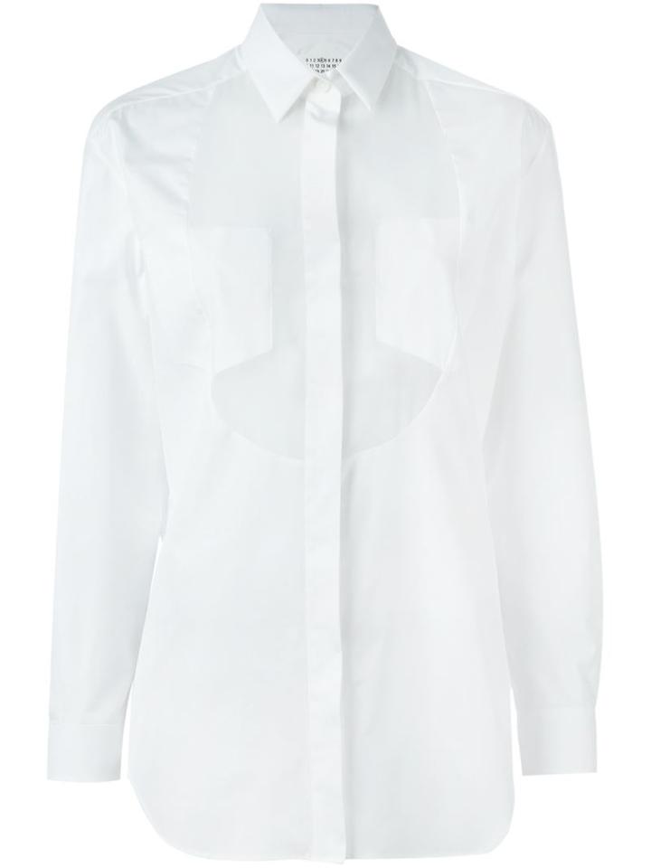 Maison Margiela Oval Bib Shirt, Women's, Size: 44, White, Cotton/acetate/polyamide/silk
