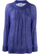 Prada Crew Neck Knitted Sweater - Purple