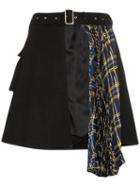 Blindness Asymmetric Pleated Skirt - Black