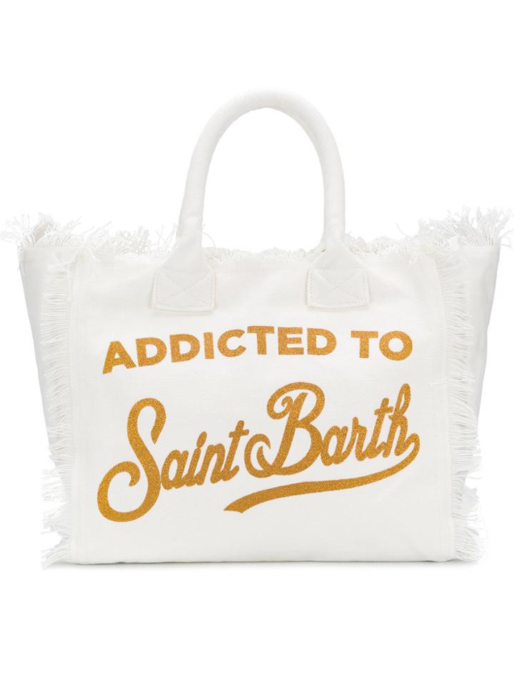 Mc2 Saint Barth Fantasia Fringe Trim Tote - White