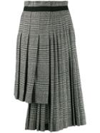 Ermanno Scervino Asymmetric Pleated Check Skirt - Black