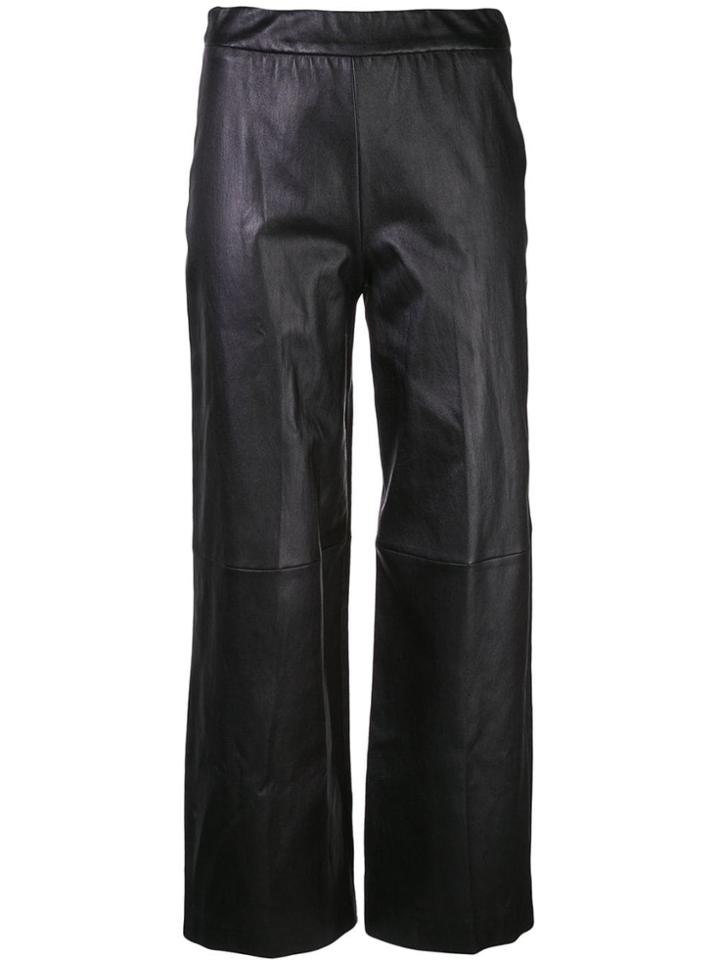 Rosetta Getty Straight Cut Leather Trousers - Black