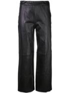 Rosetta Getty Straight Cut Leather Trousers - Black