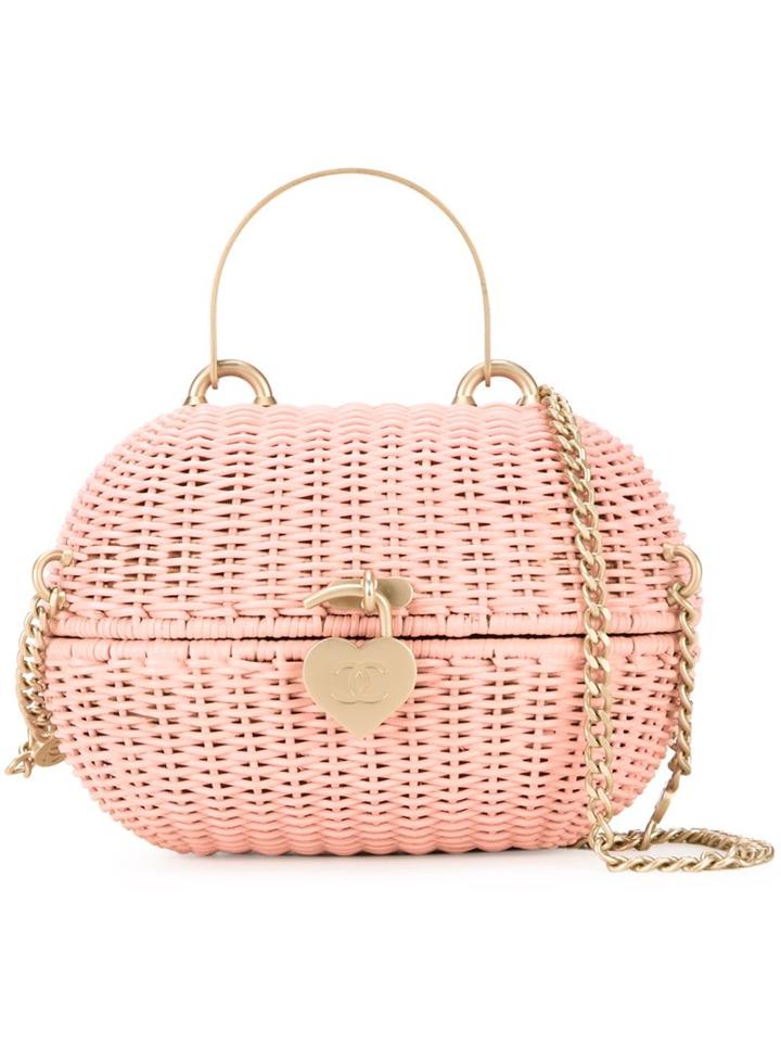 Chanel Vintage Round Basket Crossbody Bag, Women's, Pink/purple