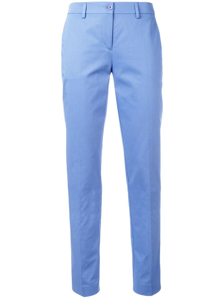 Etro Slim-fit Trousers, Women's, Size: 46, Blue, Cotton/spandex/elastane
