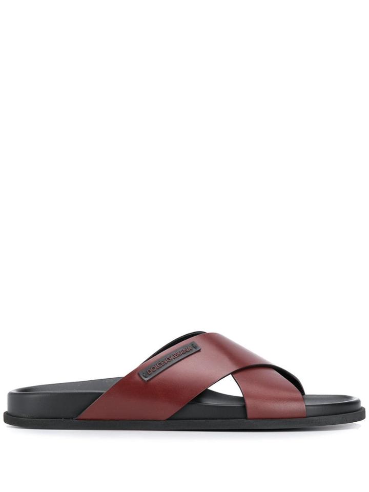 Dolce & Gabbana Crossover Strap Sandals - Brown