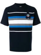 Fendi Striped T-shirt, Men's, Size: 48, Black, Cotton/polyamide/polyester/viscose