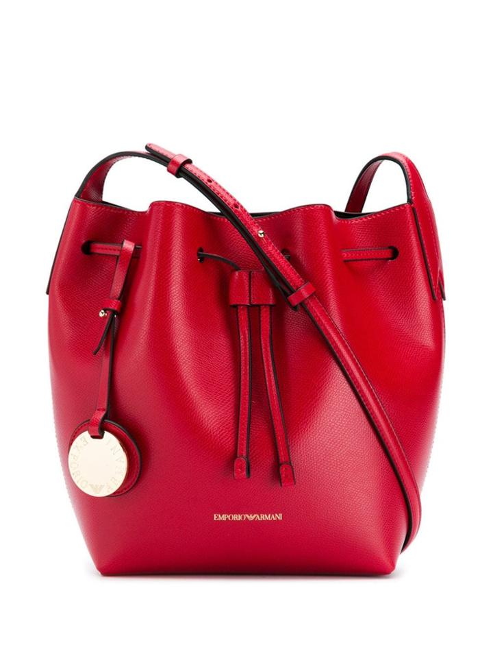 Emporio Armani Logo Tag Bucket Bag - Red