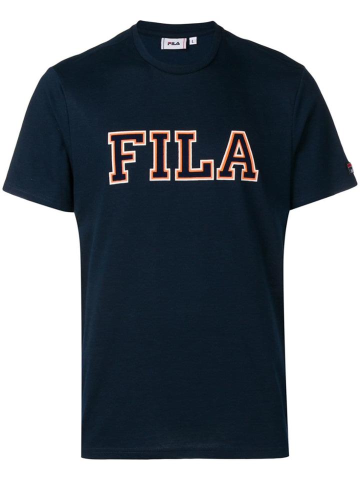 Fila Logo Print Crew Neck T-shirt - Blue