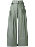 Eudon Choi Cropped Palazzo Trousers - Green