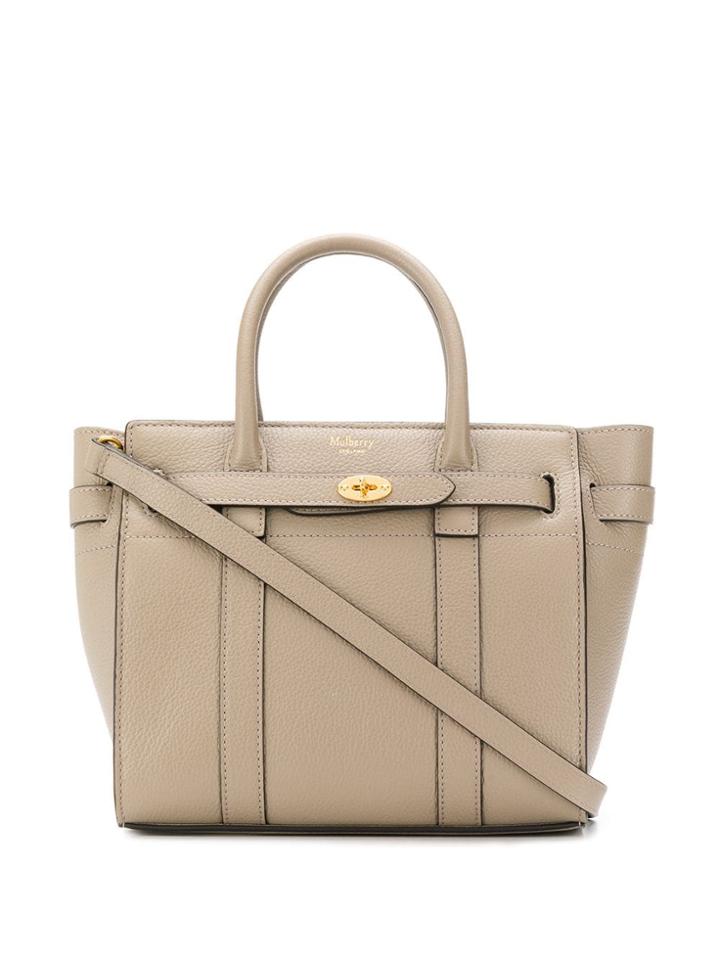 Mulberry Mini Bayswater Classic Grain Tote Bag - Grey