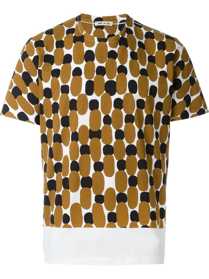 Marni Printed T-shirt, Men's, Size: 46, Brown, Cotton