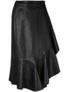 Helmut Lang - Pleated Trim Skirt - Women - Lamb Skin - Xs, Black, Lamb Skin