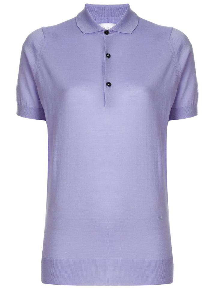 Victoria Beckham Contrast Button Polo Shirt - Pink & Purple