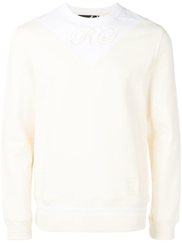 Raf Simons X Fred Perry Logo Colour Block Sweatshirt - Neutrals