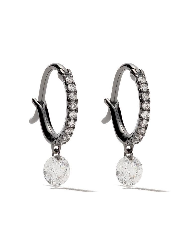 Raphaele Canot 18kt Black Gold Set Free Diamond Mini Hoops