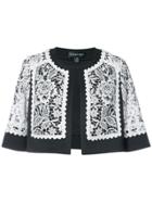 Tadashi Shoji Lace Embroidered Cropped Jacket - Black