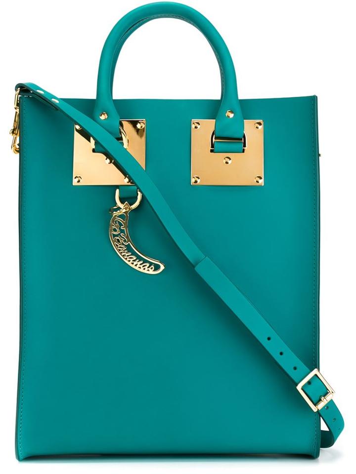 Sophie Hulme Mini Albion Tote, Women's, Green, Leather/brass