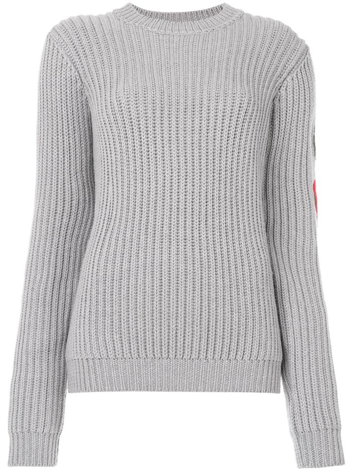 Mr & Mrs Italy Round Neck Patched Jumper - Grey