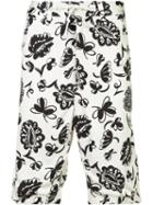 Junya Watanabe Comme Des Garçons Floral Bermuda Shorts, Men's, Size: Medium, White, Rayon/polyester