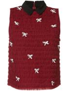Tu Es Mon Trésor Petit Ribbon Mesh Frill Top - Red