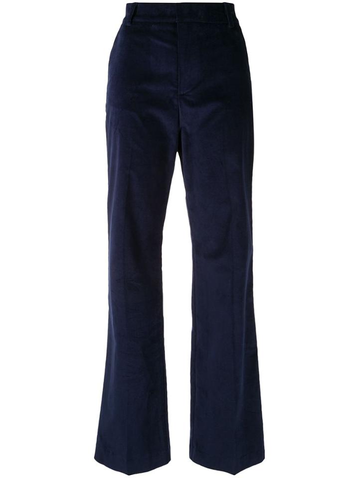 Nobody Denim Flared Velvet Trousers - Blue
