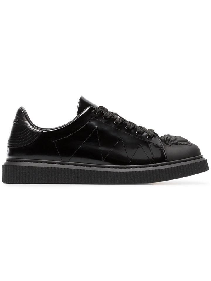 Versace Black Medusa Patent Leather Sneakers
