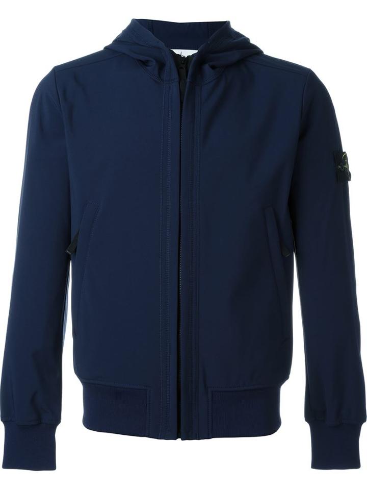 Stone Island Zip Hoodie, Men's, Size: Xxl, Blue, Polyester/spandex/elastane
