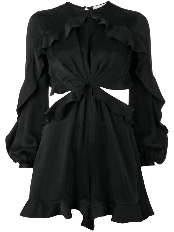 Zimmermann Winsome Flutter Playsuit, Women's, Size: 0, Black, Silk
