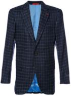 Isaia - Checked Blazer - Men - Cashmere - 58, Blue, Cashmere