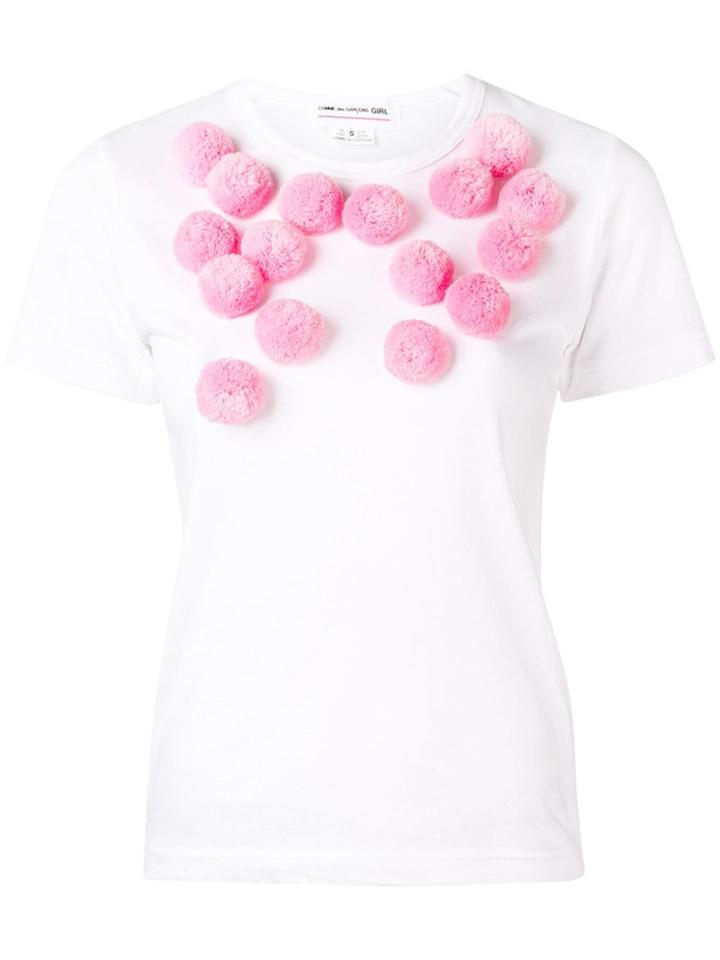 Comme Des Garçons Girl Knitted Pom Pom Jersey T-shirt - White