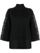Blumarine Floral Lace Embellished Sweater - Black