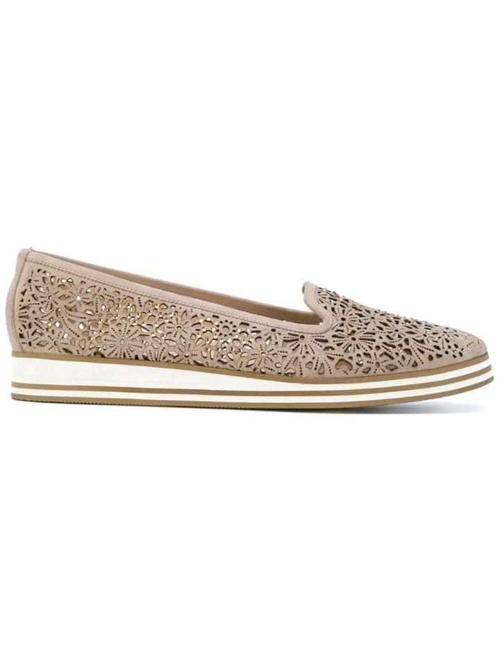 Baldinini Laser Cut Flower Slippers - Neutrals