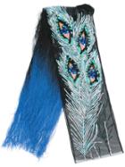 Rockins - Peacock Feather Embellished Scarf - Women - Nylon - One Size, Black, Nylon