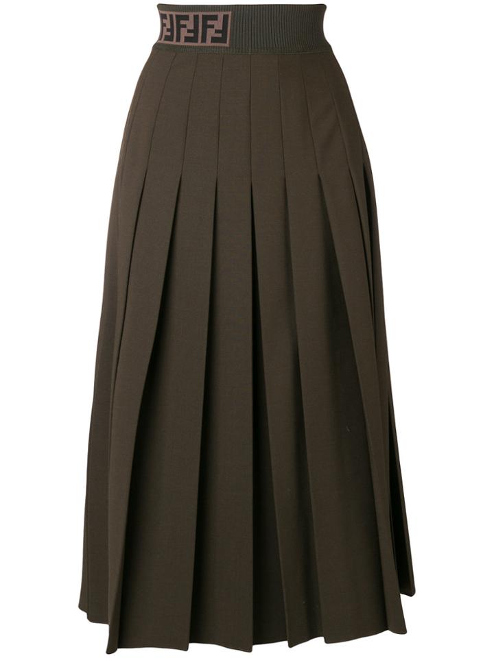 Fendi Pleated Midi Skirt - Green