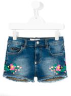 Philipp Plein Kids Embroiered Denim Shorts, Girl's, Size: 10 Yrs, Blue