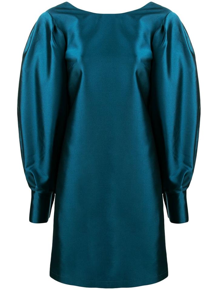 L'autre Chose Balloon Sleeve Shantung Mini Dress - Blue