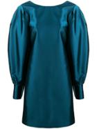 L'autre Chose Balloon Sleeve Shantung Mini Dress - Blue