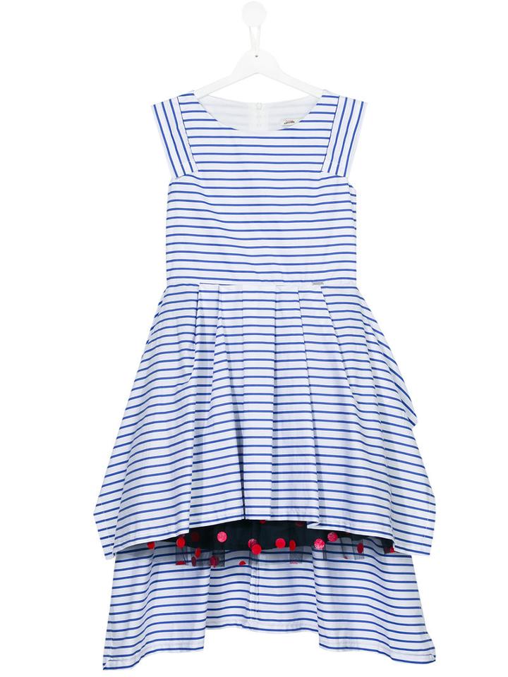 Jean Paul Gaultier - Teen Stepped Hem Striped Dress - Kids - Cotton/polyamide - 16 Yrs, White