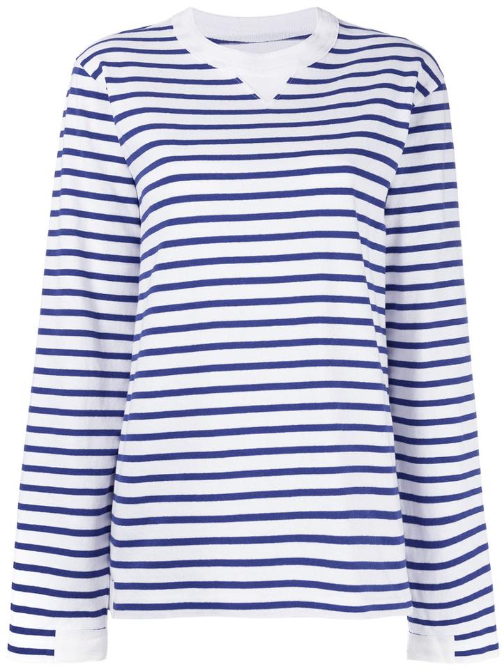 Sacai Breton Striped Top, Women's, Size: 3, White, Cotton