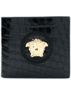 Versace Medusa Crocodile Print Wallet - Black