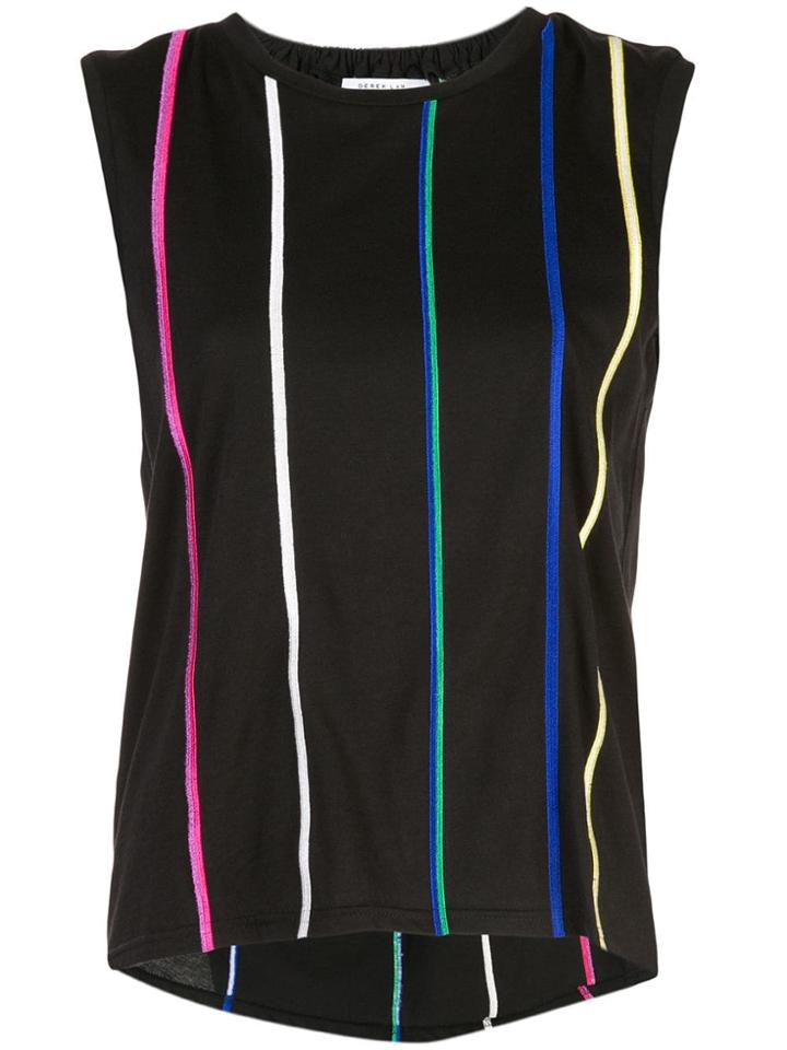 Derek Lam 10 Crosby Multicolor Stripe Embroidered Tank - Black