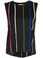 Derek Lam 10 Crosby Multicolor Stripe Embroidered Tank - Black