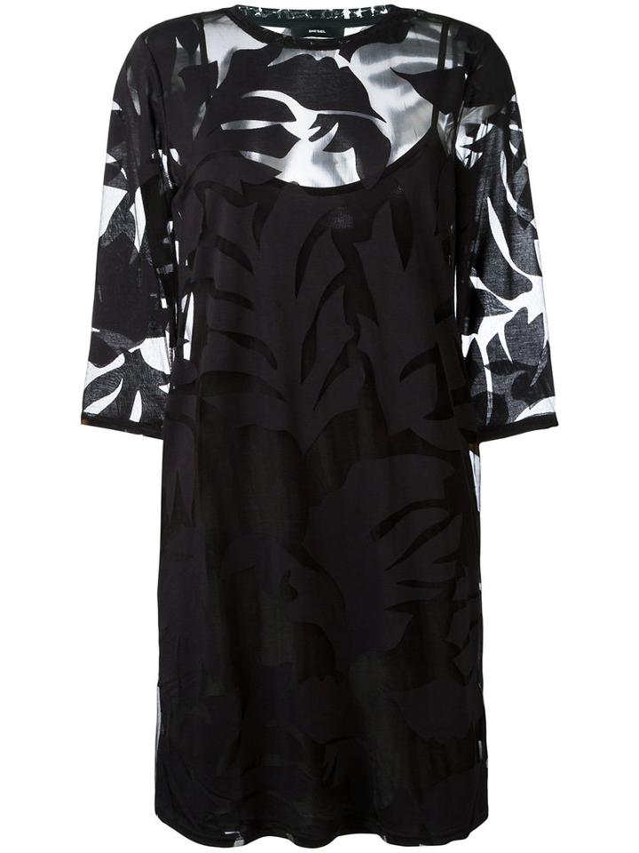Diesel Sheer Layer Dress, Women's, Size: Large, Black, Viscose/nylon