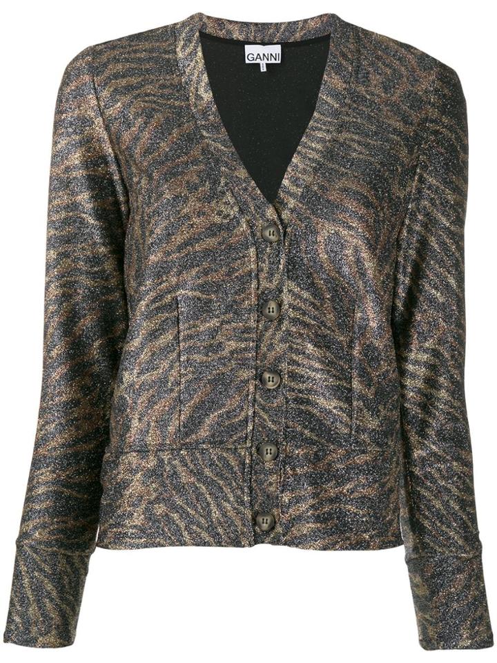 Ganni Animal Print Cardigan - Brown