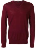 Michael Kors Slim Fit Knitted V-neck Jumper - Red